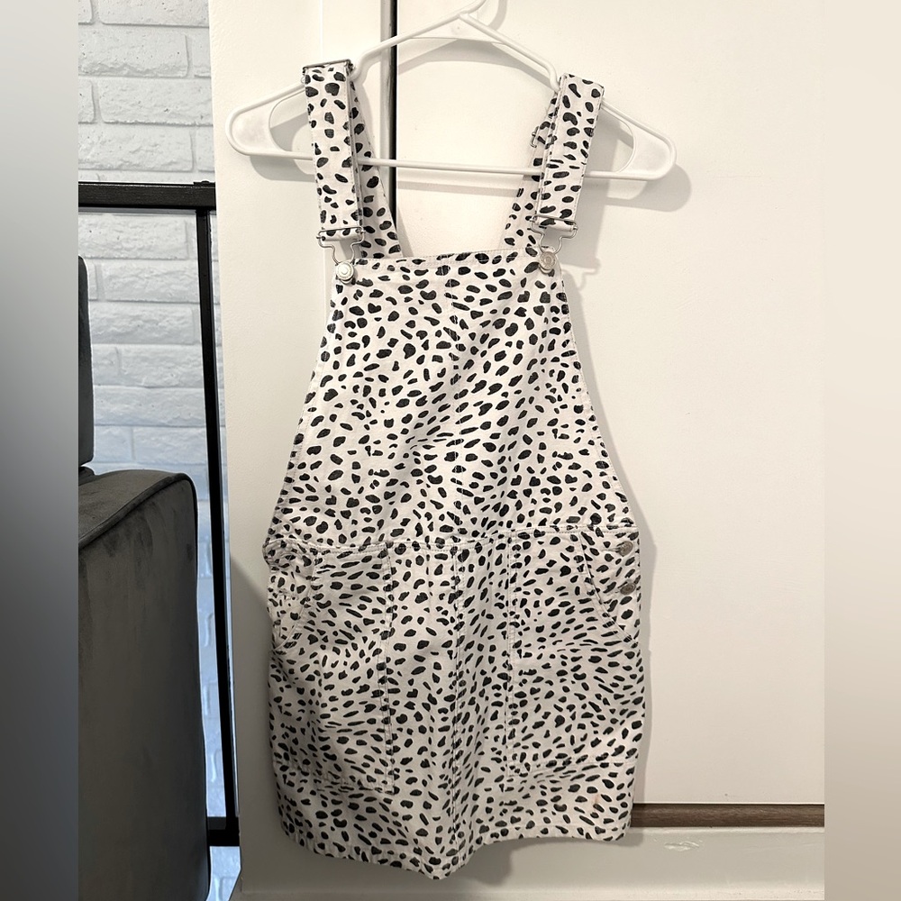 Cute cow print overalls dress